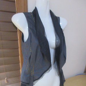 Sharon Wauchob Grey / Black Suds Lace Vest Top Blouse Size 36